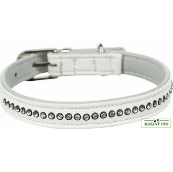 Obojek pro psa Trixie Active Comfort kožený obojek s kamínky bílý - různé velikosti velikost S: 23-28 cm / 15 mm