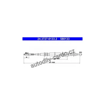 Brzdová hadice Lanko ruční brzdy ATE (AT 580133) 24.3727-0133
