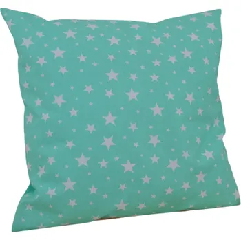 Povlak na dekorativní polštářek Šatoli.cz Bavlněný povlak na polštářek 40x40 cm Bílá hvězda na mentolu