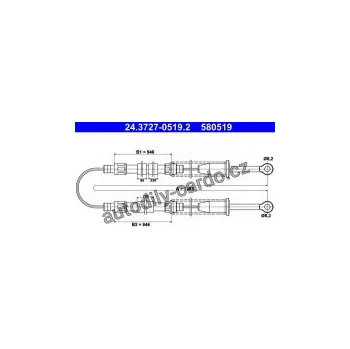 Brzdová hadice Lanko ruční brzdy ATE 24.3727-0519 (AT 580519)