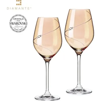 Sklenice Sklenice na bílé víno zlaté se Swarovski Elements Amber 360 ml