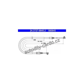 Brzdová hadice Lanko ruční brzdy ATE 24.3727-0845 (AT 580845)