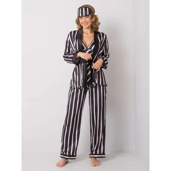 Dámské noční prádlo Dámský set pruhovaný noční LOMA černý