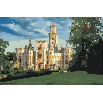 Malování podle čísel - Zámek Hluboká 2 Velikost: 40x50cm, Rámování: Pouze srolované plátno