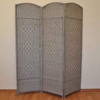 Paraván Provázkový PARAVAN třídílný světle šedý 50 x 180 cm