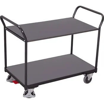 Plošinový vozík Stolní vozík VARIOfit s dvěma madly, 1000 x 600 mm, nosnost 200 kg, barva antracit RAL7016 /deska šedá