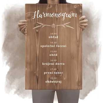 Svatební dekorace Dřevěný harmonogram DANA
