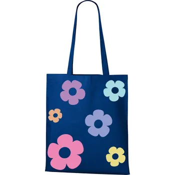 Plátěná taška s květinami, Barva Modrá, Velikost 40×45 cm, Canvas Nákupní taška Bezvatriko.cz 1118 - DTF/DTG