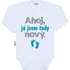 Kojenecký body New Baby Body dárkové balení Ahoj, já jsem tady nový tyrkysové