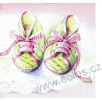 Papírový ubrousek IHR BOTIČKY růžové ubrousky k narození holčičky 20 ks