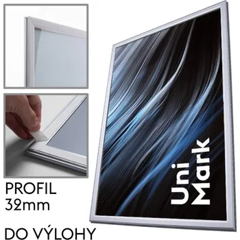 Reklamní Klaprám do výlohy s profilem (šířkou rámu) 32 mm 700×1000 mm (WKR70x100G32)