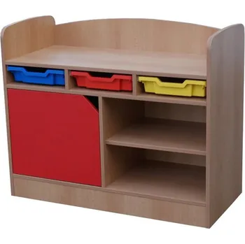 Šatní skříň Skříň policová dělená (3 boxy, 2 police, 1 dvířka) LARO Oranžová Bříza