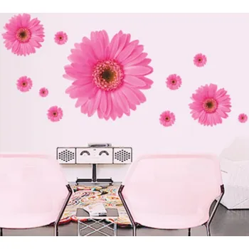 Samolepící dekorace Živá Zeď Samolepka na zeď Růžové Gerbery