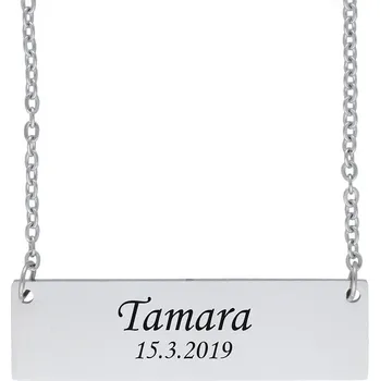 Náhrdelník Doria Řetízek stříbrný s ploténkou z oceli E218