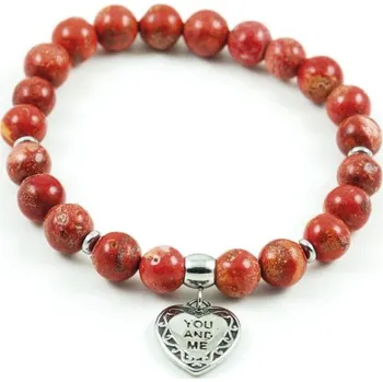 Náramek biju Náramek z přírodních kamenů na ruku Coral 2001030-23 Červená 200 mm