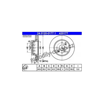 Brzdový kotouč Brzdový kotouč ATE 24.0120-0177 (AT 420177) - KIA