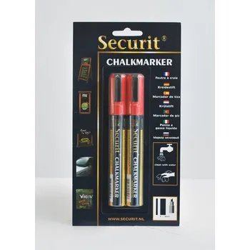 Střední křídový popisovač Securit, šířka hrotu 2-6 mm 2 kusy, červený
