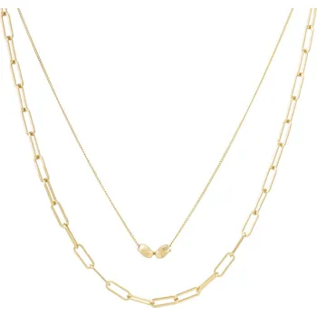 Řetízek biju Pozlacený řetízek 14k zlatem dvojřadý, kombinace dvou řetízků se dvěma zakroucenými korálky 3001542