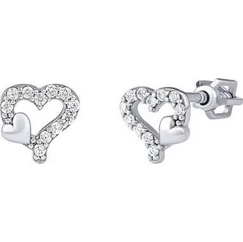 Náušnice Stříbrné náušnice srdce Aimy s Brilliance Zirconia PRGPYE0036ES