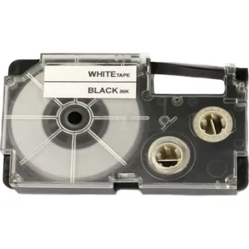 Pásek do tiskárny Casio XR-9HMWE, 9mm x 8m černý tisk / bílý podklad, flexibilní kompatibilní páska