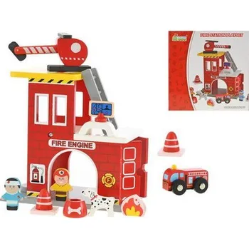 Dřevěná hračka Sada dřevěná hasiči 22x12,5x22cm v krabičce