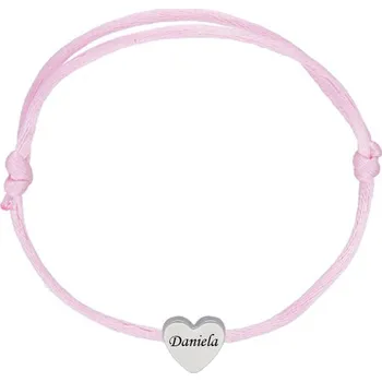 Náhrdelník Doria Náramek se jménem / textem na růžové šňůrce se srdcem E246