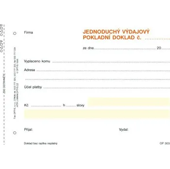 Tiskopis Tiskopis - Výdajový pokladní doklad jednoduchý A6, OP1303