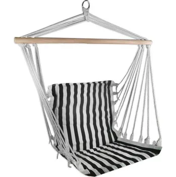 Houpací síť Houpací křeslo s výplní Sedco pruhované černá/bílá 15039GXY-CRB Dárek k houpací síti multifunkční šátek.