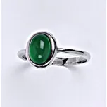 Zlatý prsten, přírodní Green agate , bílé i žluté zlato - T 1355 (green agate 8x6 mm)