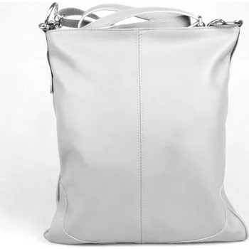 Velká kožená crossbody kabelka Vera Pelle no. 5509 světlešedá