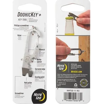 Vybavení pro přežití NITE IZE Multifunkční karabinka Doohickey Key+, stříbrná