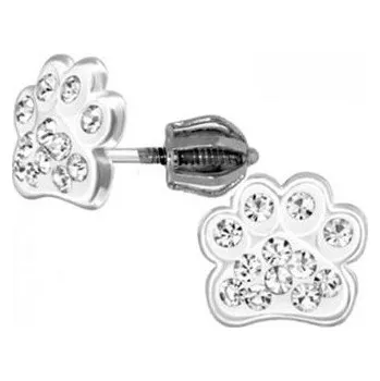 Náušnice NUBIS® Stříbrné šroubovací náušnice psí tlapky - NB-3649
