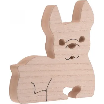 Dekorace Pes 20cm dřevěný, přírodní