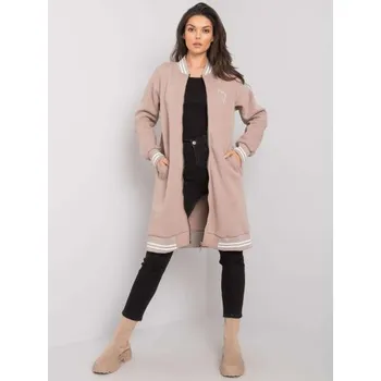 Dámská mikina Dámská mikina s nášivkou dlouhá pletená Lucia RUE PARIS tmavě béžová