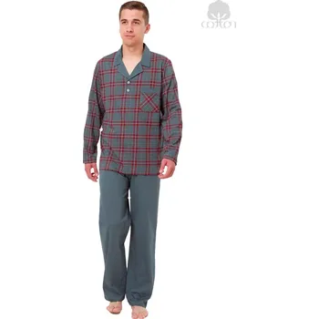 Pánské pyžamo Pánské pyžamo Igor se vzorem kostky M-Max Barva/Velikost: šedá tmavá / M