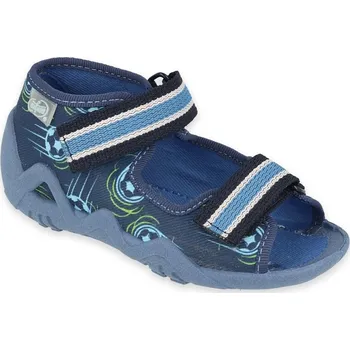Chlapecké bačkory Bačkůrky papučky Befado Snake 250P100 modré s míči na suchý zip velikost: 26