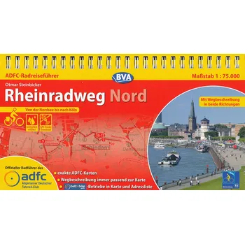 ADFC cykloprůvodce Rheinradweg Nord 1:75 t. Nordsee-Koln německy