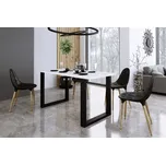 Bílý jídelní stůl FALCO Indigo 67x138 cm s černými kovovými nohami