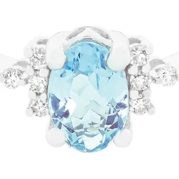 Prsten Dámský prsten ze zlata s akvamarínem a diamanty CRF00667AKV