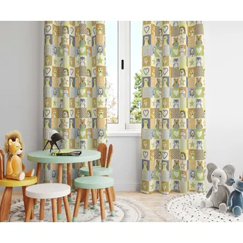 Orbytex Dětský zatemňovací závěs hotový - pexeso oranžové Rozměry: Š/V 145x150 (1ks), Vršek závěsu: KROUŽKY