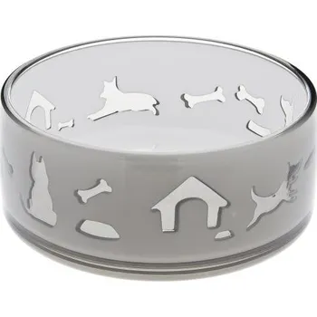 Miska pro psa Ferribiella Tvrdá plastová miska s vyřezávanými vzory šedá Velikost: Malá ø 12cm