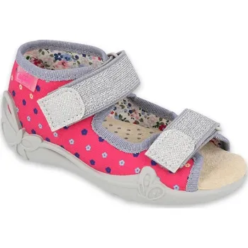 Dívčí bačkory Bačkůrky papučky sandálky Befado Papi 342P008 kytičky s koženou stélkou velikost: 22
