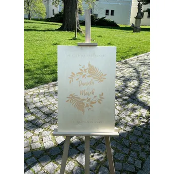 Svatební dekorace Svatební uvítací tabule - přírodní KAPRADÍ Varianta: Bez stojanu