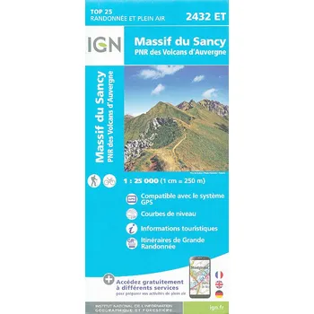 IGN mapa Massif du Sancy, PNR des Volcans d'Auvergne 1:25 t.