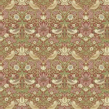 Free Spirit William Morris Thameside ptáci malí na cihlové červené vícebarevná bavlněná látka patchwork