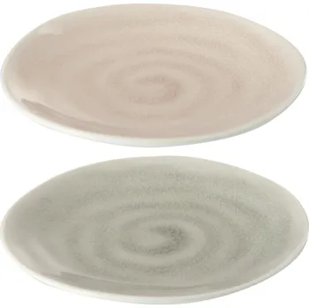 Talíř 2 ks dezertních talířků Taupe se spirálou a popraskáním - 15*15*2 cm
