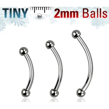 Piercing Piercingate Piercing do obočí POB00214 - Délka tyčky: 12 mm, Kuličky: 2 mm, Průměr tyčky: 1 mm