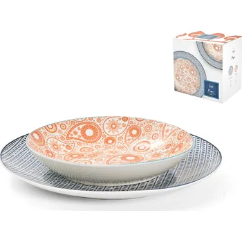 Talíř Jídelní porcelánová sada Pique - 12ks, H&H Porcelánové barevné talíře.