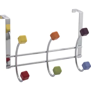 Věšák Walteco Lišta věšáková na dveře 265x190X85mm, chrom/barevné kostičky