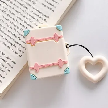 Pouzdro na mobilní telefon Silikonový obal ve tvaru cestovního kufru pro AirPods 1 / 2 - krémový